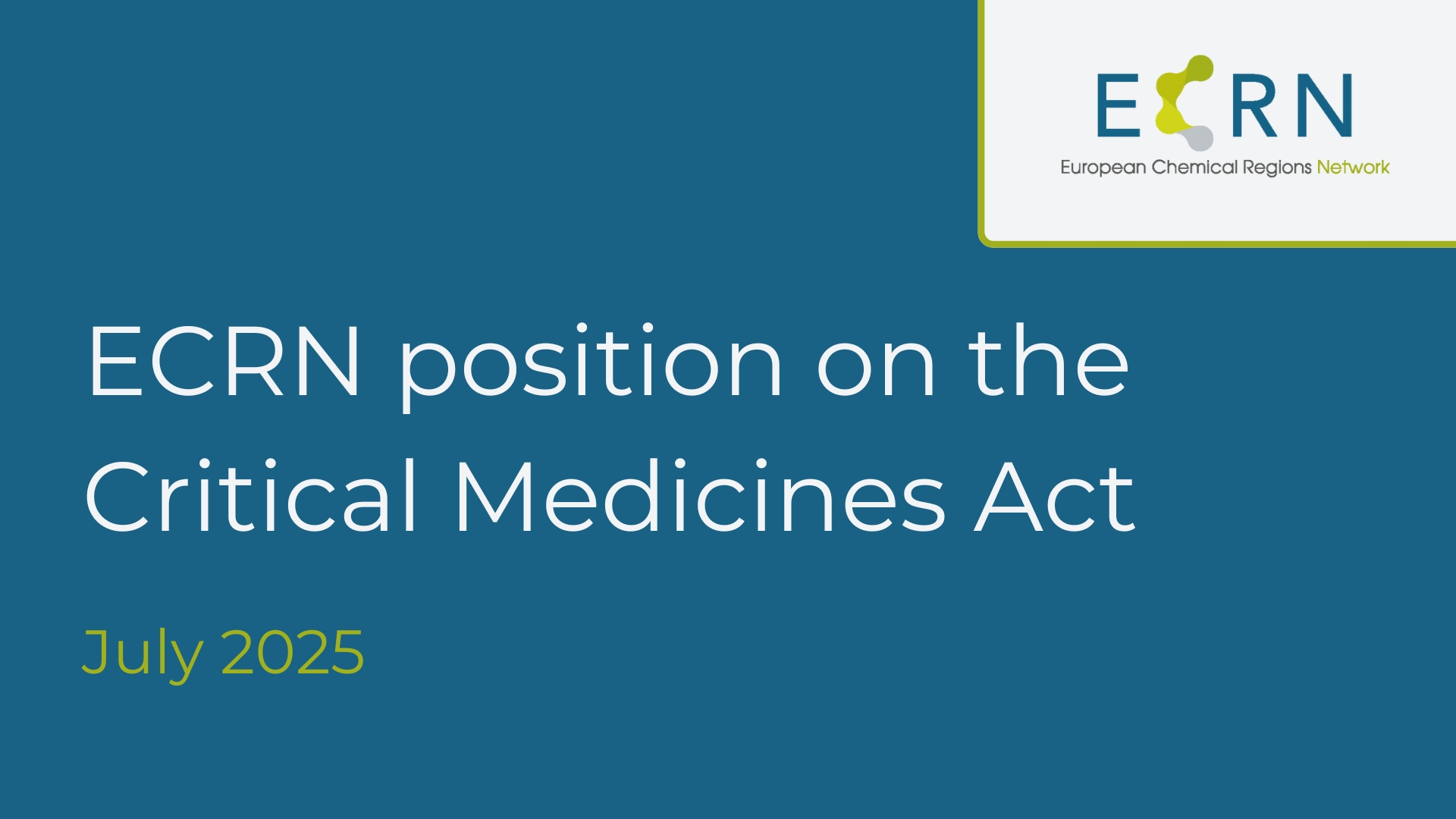 ECRN advanced its position on the Critical Medicines Act